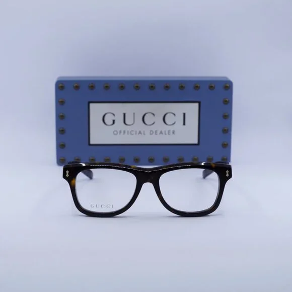 Gucci GG1526O 002 Square Eyeglasses Dark Havana 52mm - Picture 2 of 10